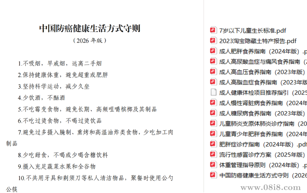 [免费]《中国防癌健康生活方式守则》