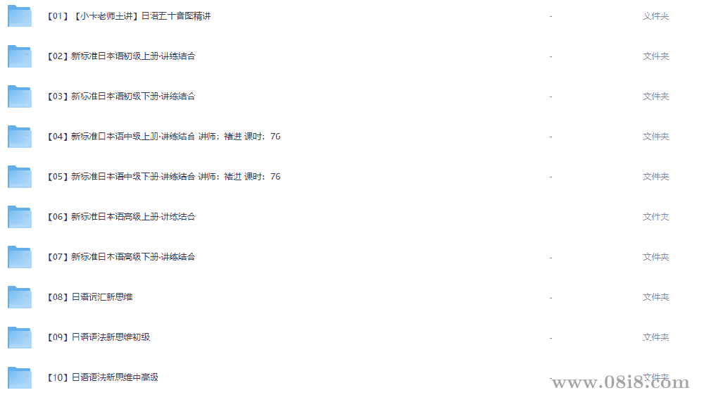 [免费]新东方日语学习课程 (62.09G)