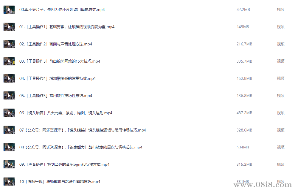 [免费]剪辑思维训练营（完结）