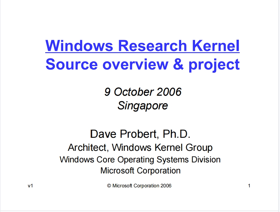 Windows Research Kernel内核代码详解