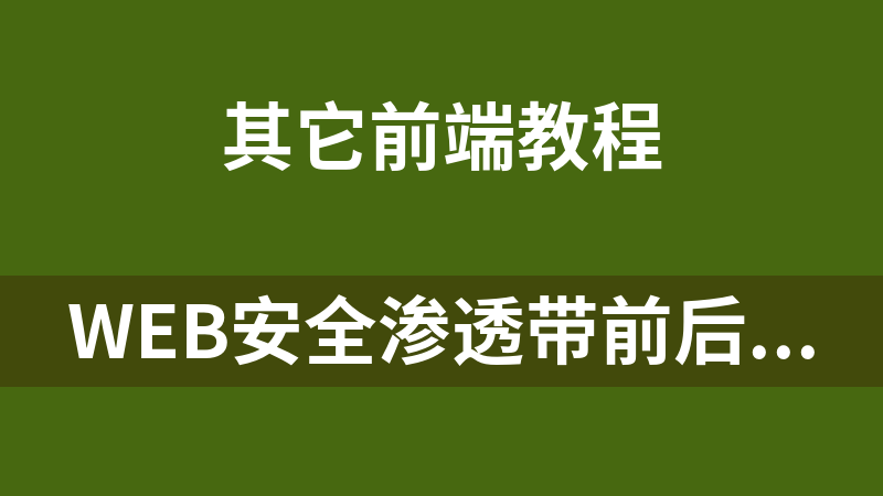 web安全渗透带前后端漏洞分析与防御与信息泄露_前端开发教程