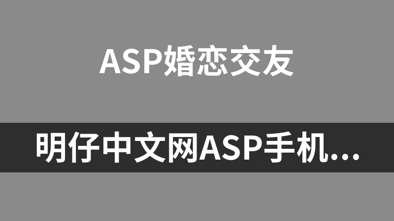 明仔中文网ASP手机交友程序 1.0
