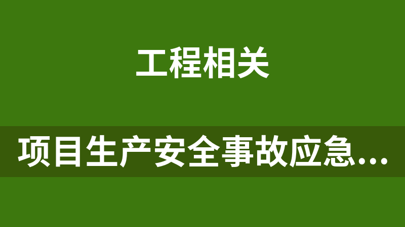 项目生产安全事故应急专项预案