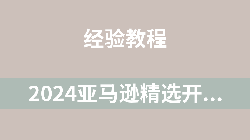2024亚马逊精选开店指南，选品实战课