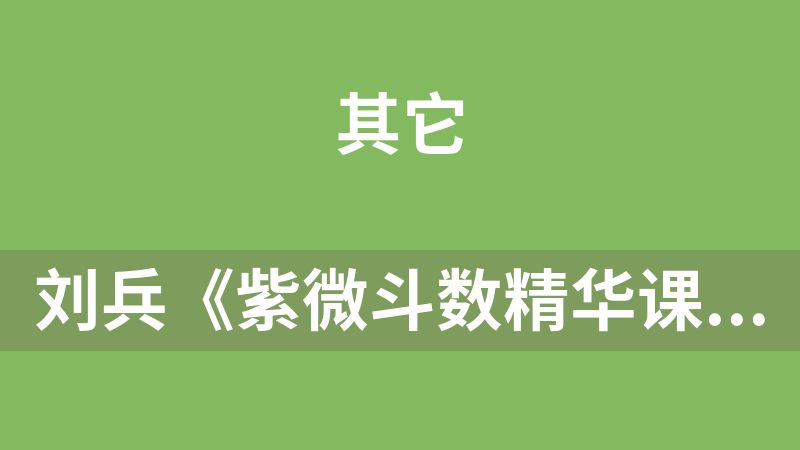 刘兵《紫微斗数精华课》25集