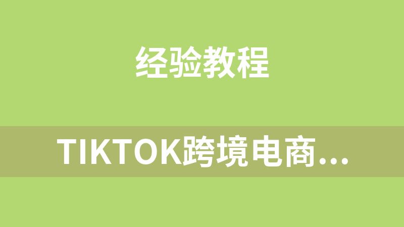 TikTok跨境电商从0-1全链路全方位实操教程，把握多元变化中的全球生意机会