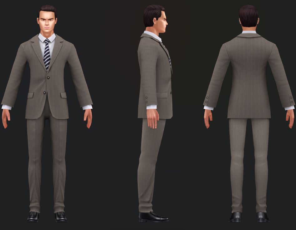 穿西服的男人3Dmax模型（低模）包括皮肤