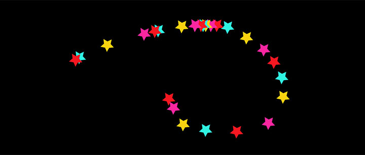 html5 svg彩色星星跟随鼠标光标移动动画特效