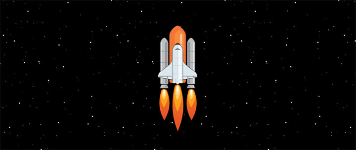 html5 svg宇宙航天火箭升空加速动画特效