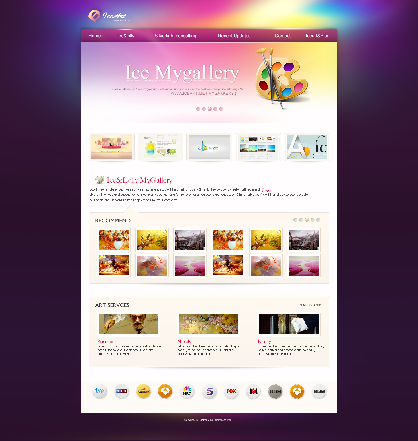 紫色设计作品展示网页模板素材psd_企业网站模板