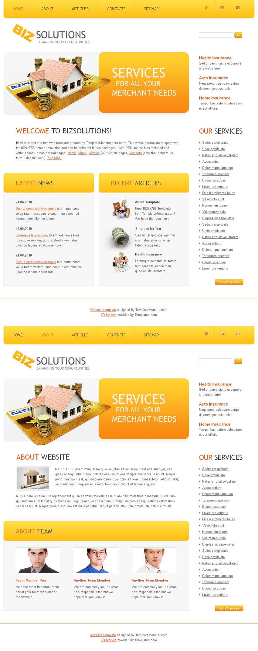 橙色简单的网页商务网站模板html全站源码下载_企业网站模板