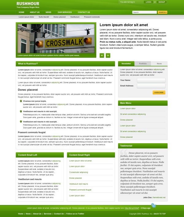 国外绿色网站模板psd下载_企业网站模板