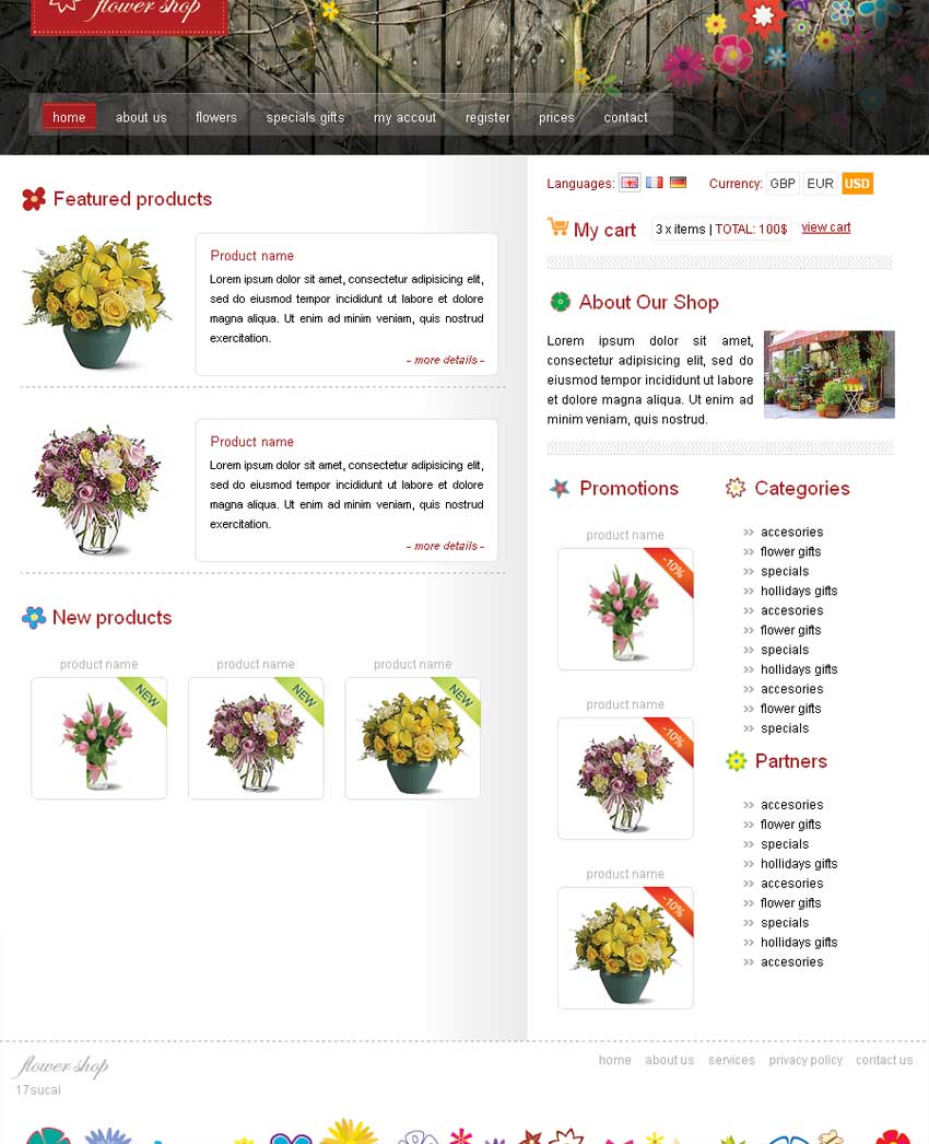 国外花卉商店网上购物模板源码下载_商城网站模板