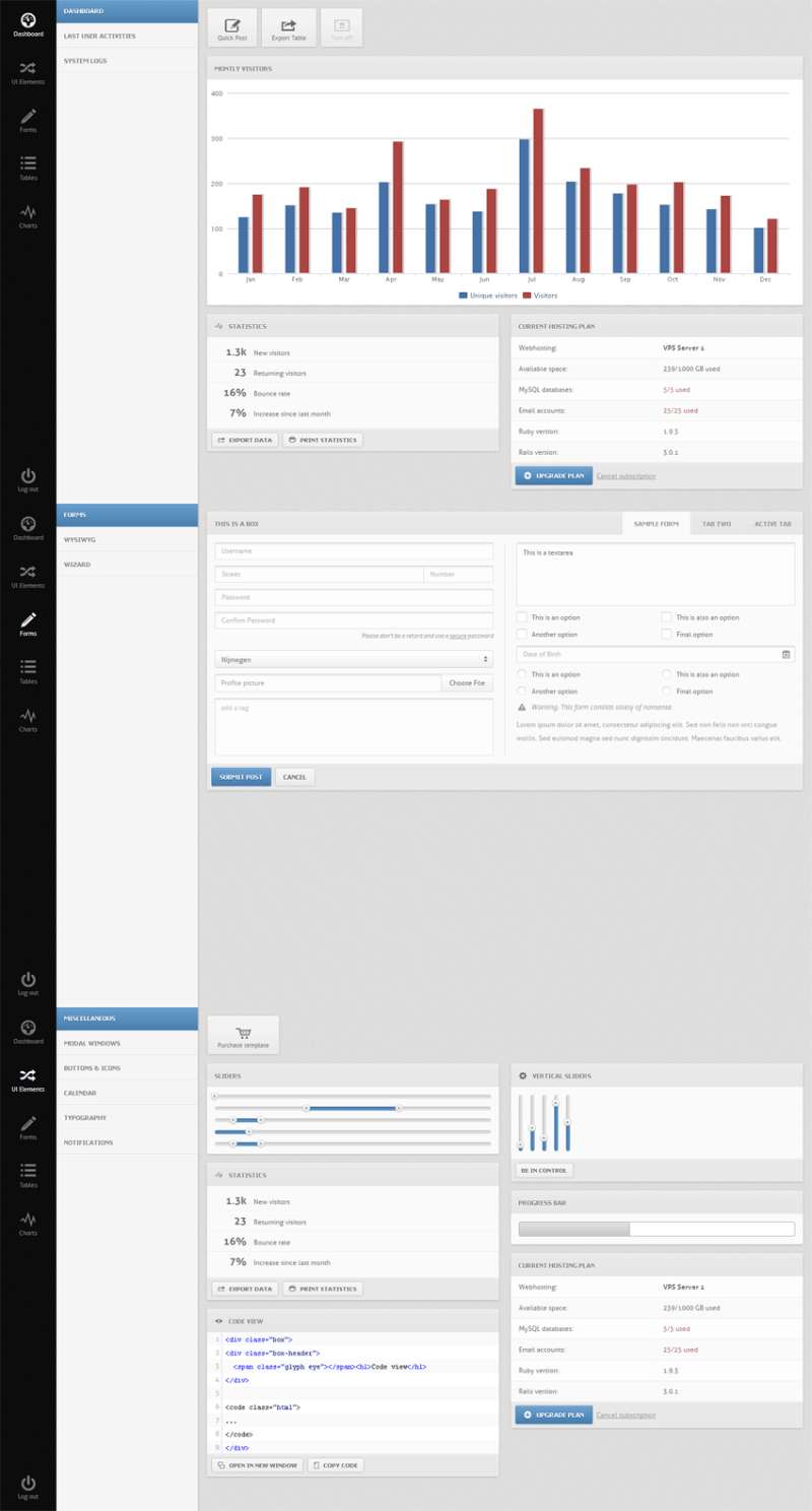 jquery ui后台框架制作后台界面灰色的后台管理网站cms后台模板下载_网站后台模板