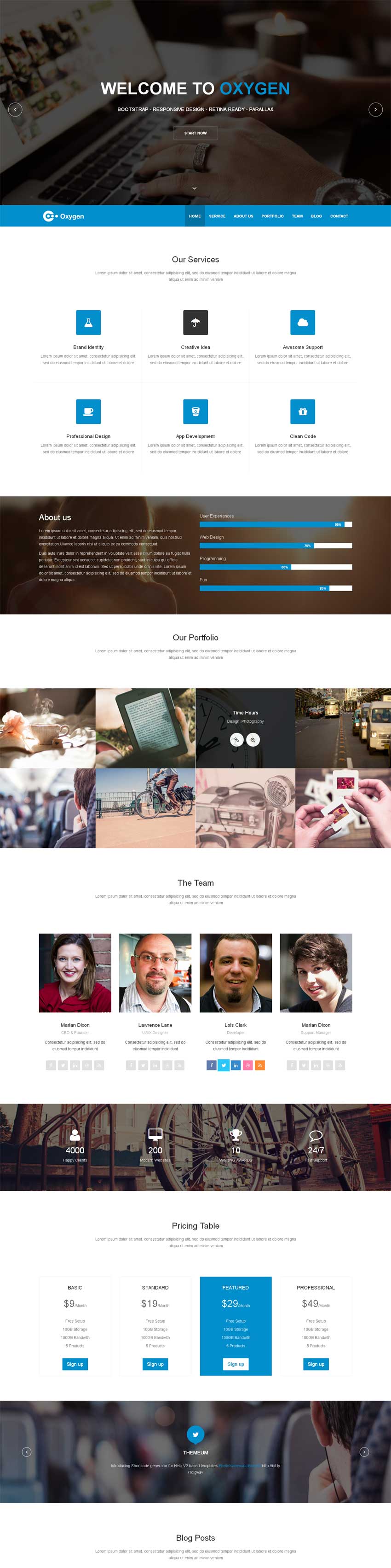 蓝色大气的网络设计公司html5响应式模板_html单页模板