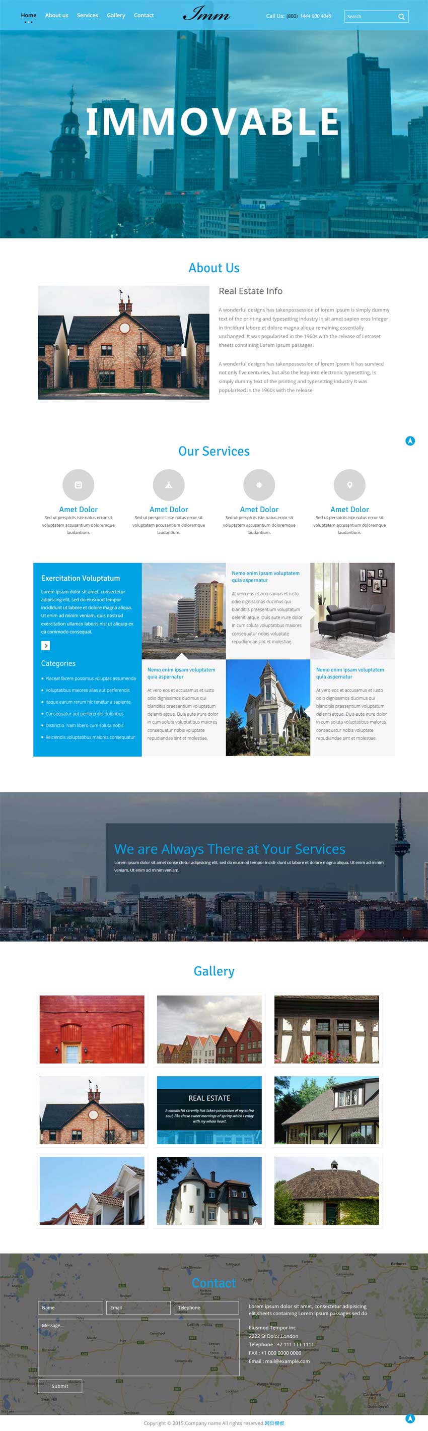 蓝色大气的html5响应式建筑公司介绍网站模板_html单页模板