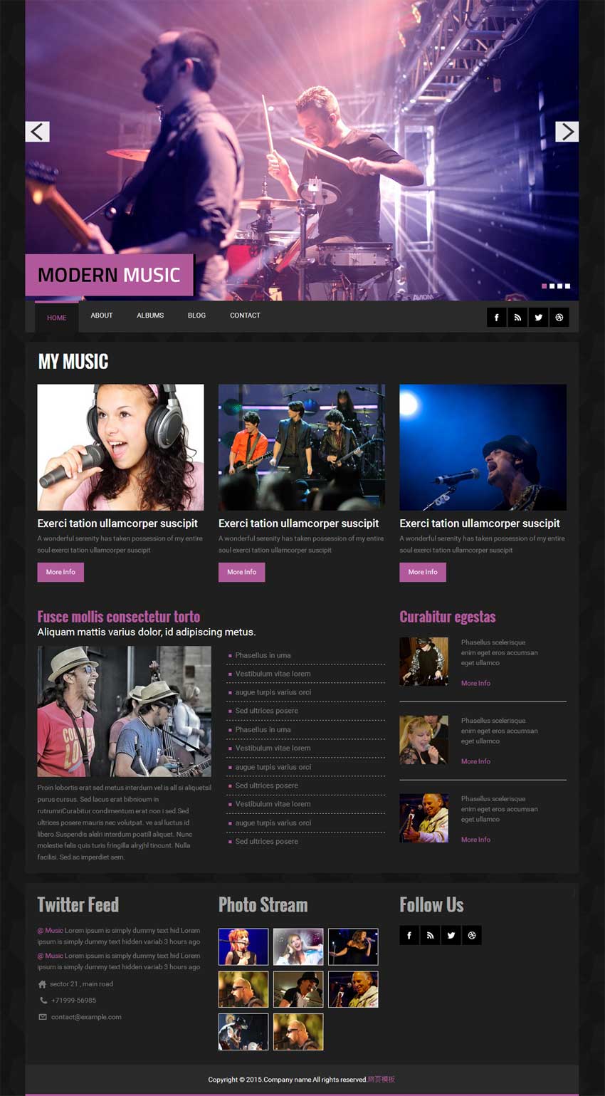 黑色bootstrap响应式音乐酒吧网站模板下载_响应式网站模板