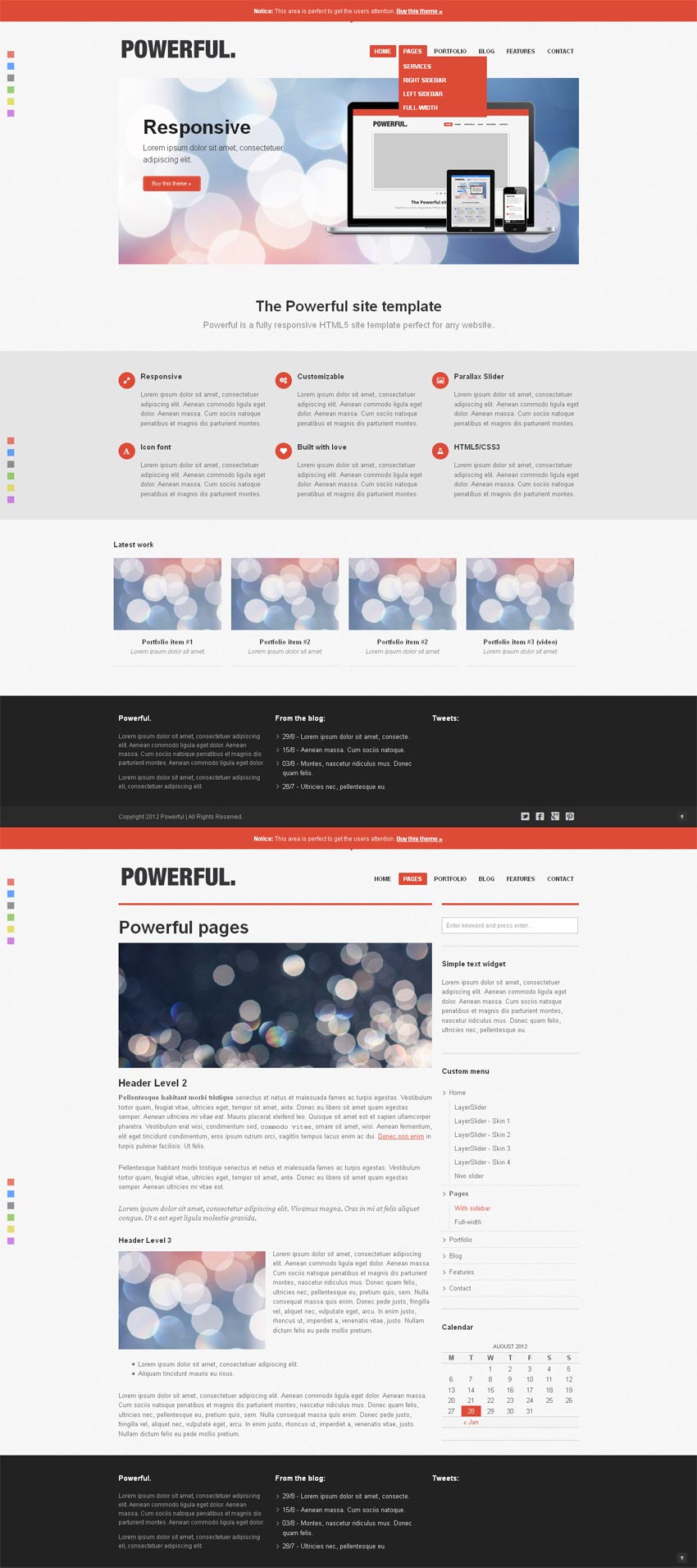扁平风格的设计师博客网站响应式布局模板html整站下载_响应式网站模板