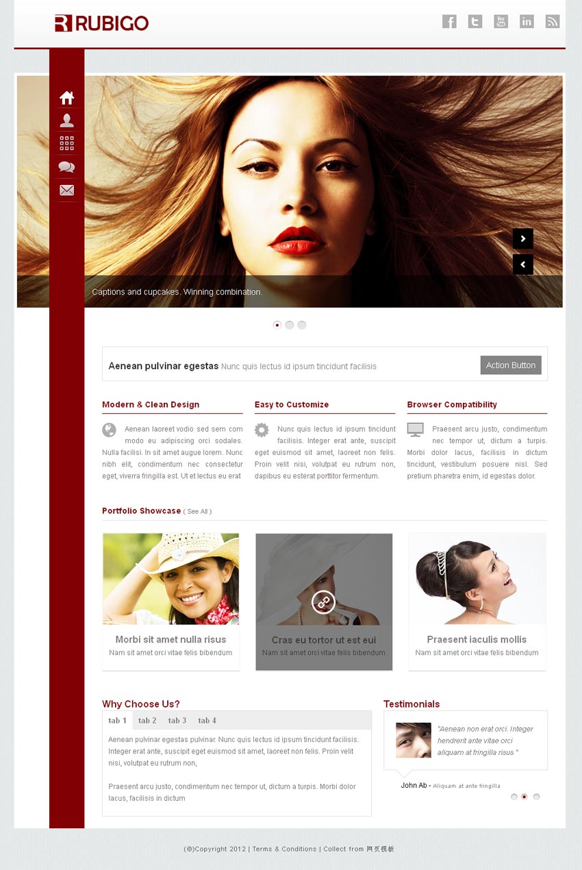 红色扁平风格的响应式个人摄影相册网站模板html整站下载_响应式网站模板