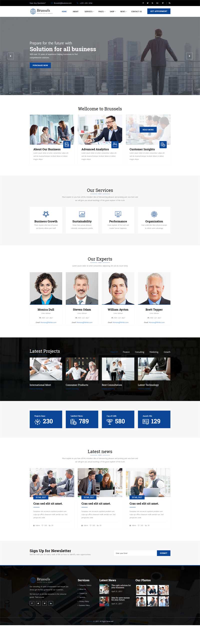 蓝色响应式的商业咨询服务公司网站模板_响应式网站模板