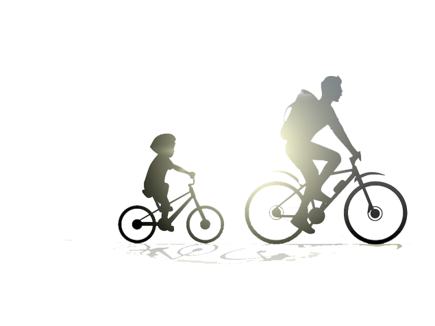 父亲与儿子骑自行车剪影免抠图