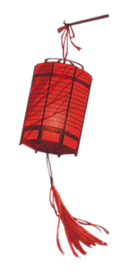 木棍挑着传统的大红灯笼免抠图