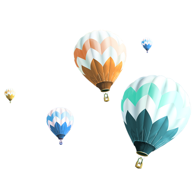 天空中多个彩色热气球