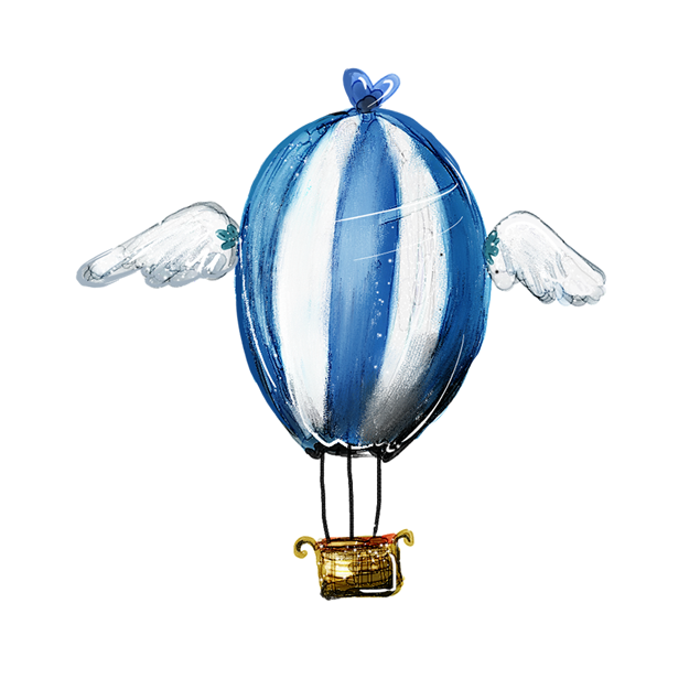 长着水晶翅膀的热气球