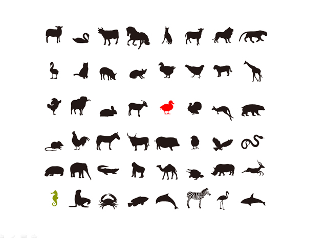 ppt绘制各种动物剪贴画ppt素材（镂空动物）