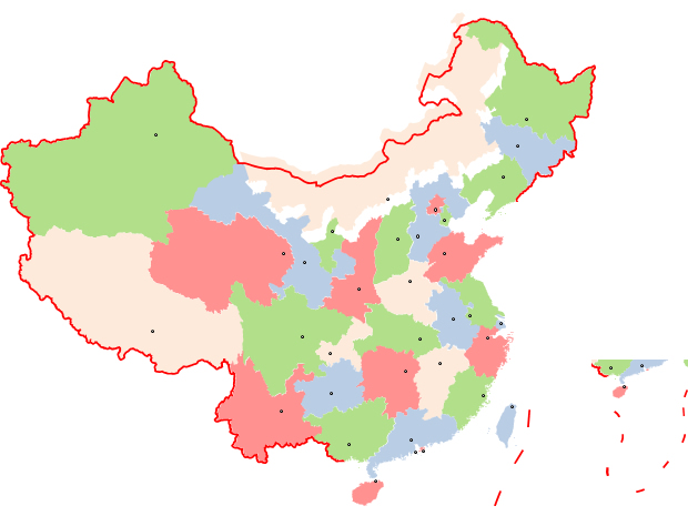 标准版中国地图ppt素材（省份可分离颜色可修改）