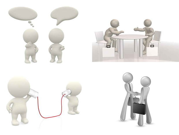 商务交流对话——3D小人图片素材