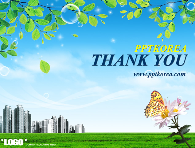 蓝天白云清新气泡绿叶草地城市环境工作汇报ppt模板