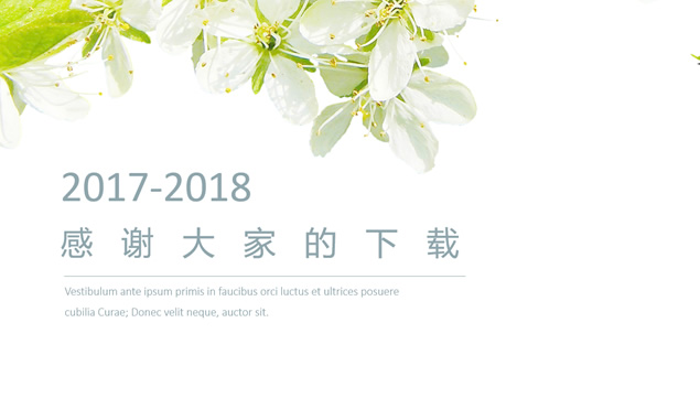 绿叶小花简约小清新工作汇报ppt模板