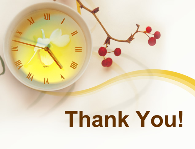 一杯清茶时钟——时光似水商务ppt模板