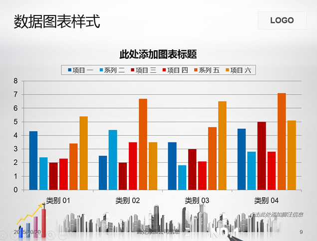 业绩增长汇报现代城市背景简约商务ppt模板