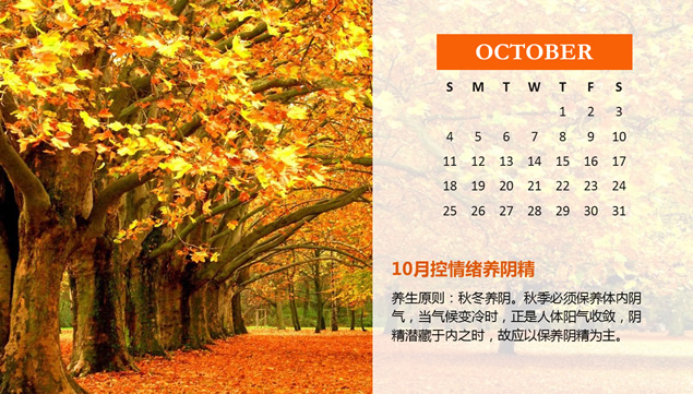 2015年月度健康养生日历ppt模板